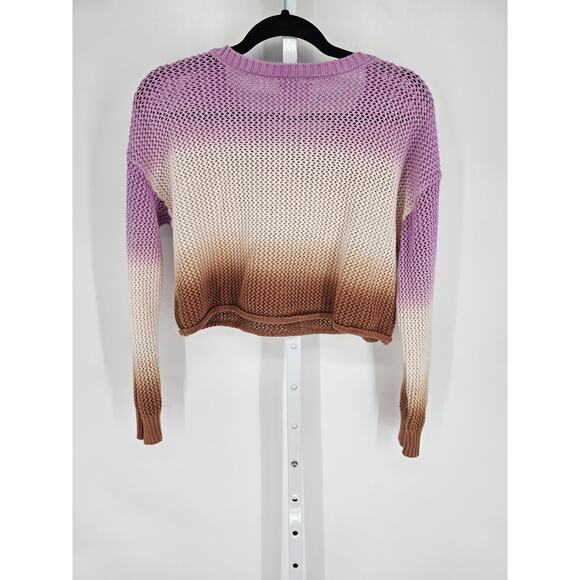 Offline by Aerie womens Sz S Cropped Open Knit Sweater Purple Brown Ombre Boho - Picture 3 of 3